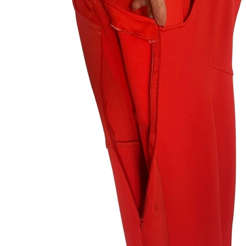 Sz 10 Tomato-Red Maggie London Stretch Summer Dress w Back Cutout - Picture 7 of 10